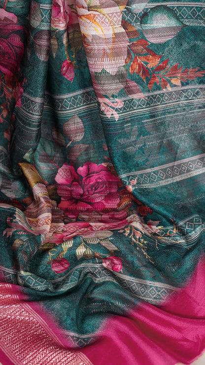 Elegant Floral Print Saree - Lightweight & Stylish