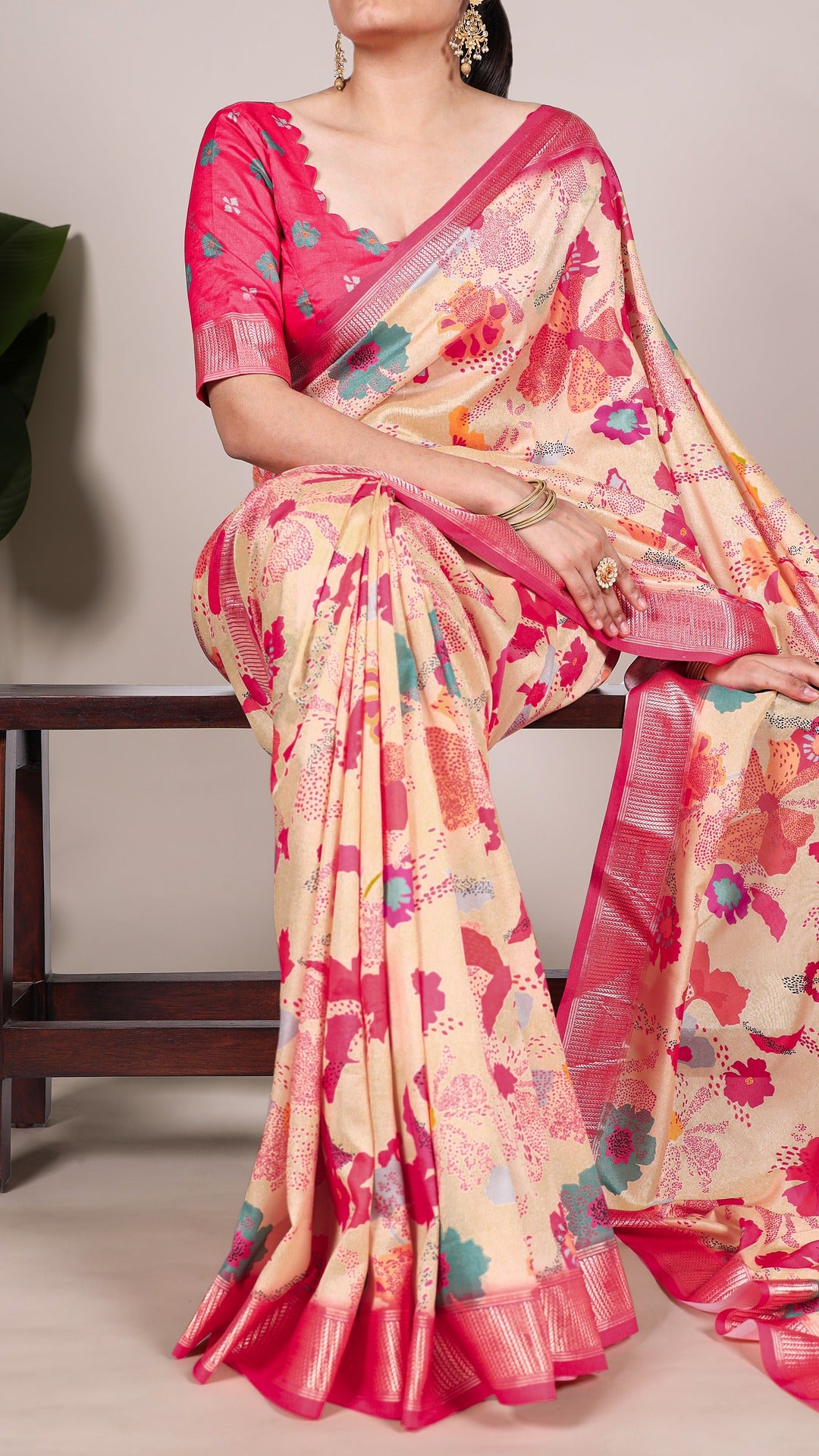 Elegant Floral Print Saree