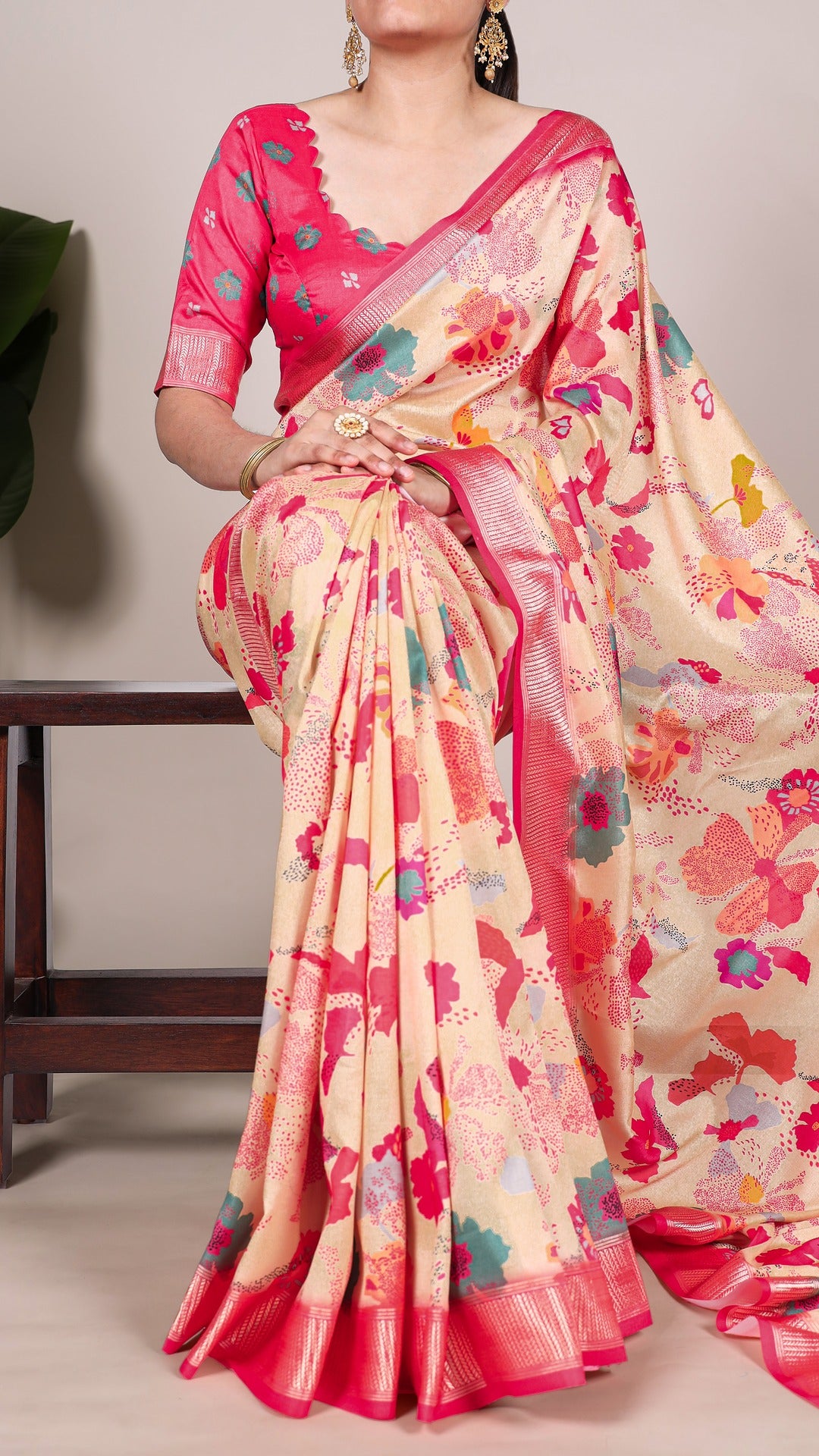 Elegant Floral Print Saree