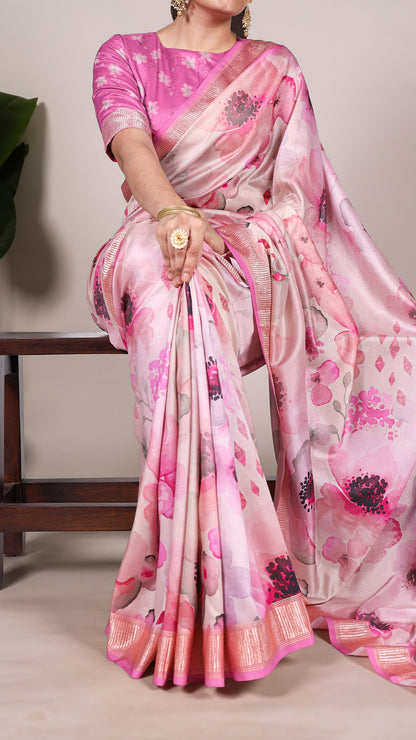 Elegant Floral Print Saree
