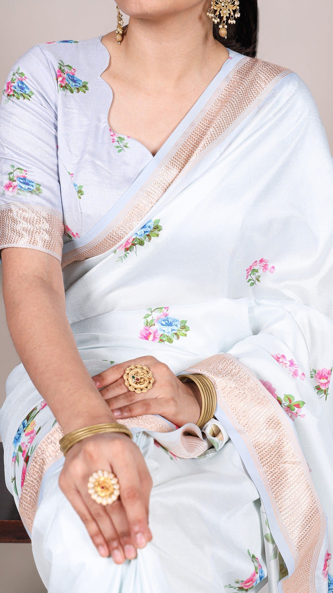 Elegant Floral Print Saree