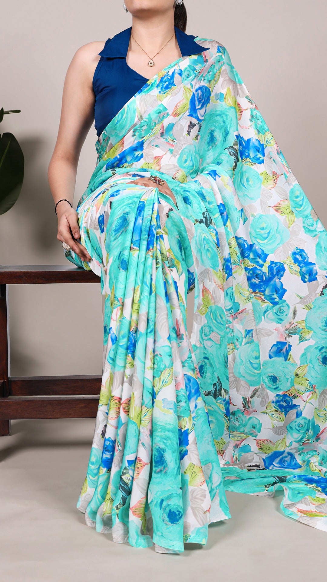 Elegant Satin Saree - Luxurious Fabric & Graceful Drape
