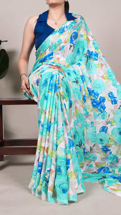 Elegant Satin Saree - Luxurious Fabric & Graceful Drape