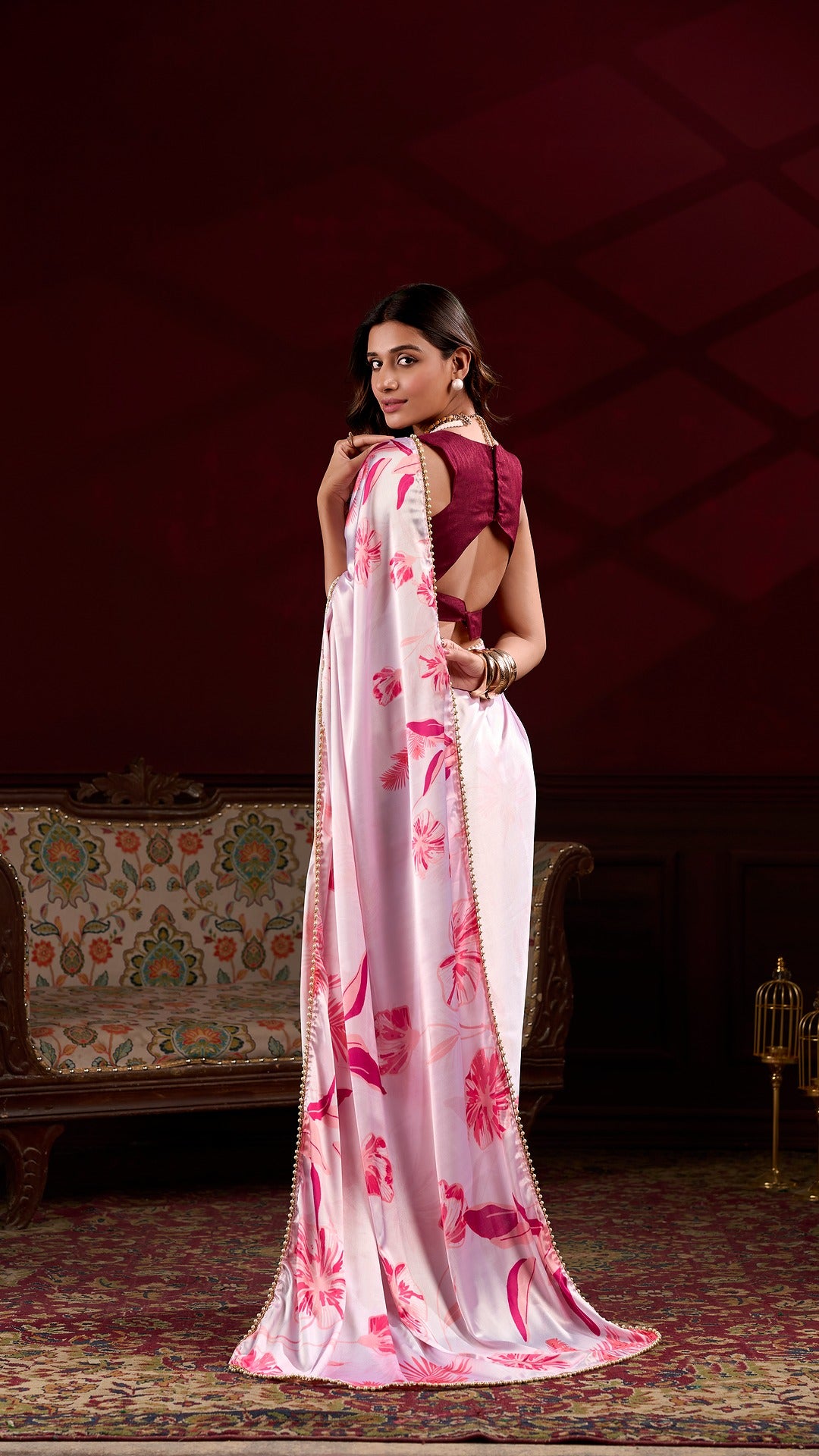 Elegant Satin Saree Collection - Floral Prints & Smooth Texture