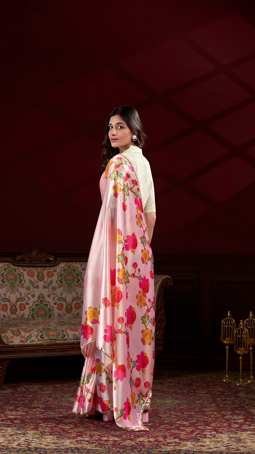 Elegant Satin Saree Collection - Floral Prints & Smooth Texture