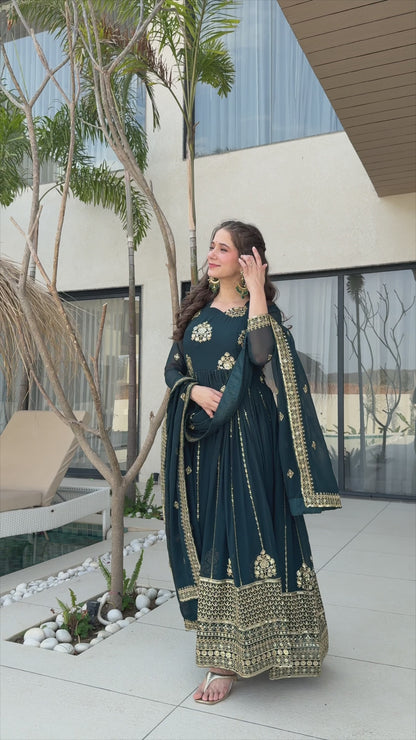 Designer Gown with Dupatta - Elegant Indian Dress