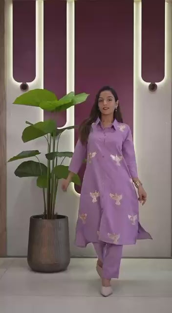 Elegant Embroidered Kurti Palazzo Set - Women's Fashion