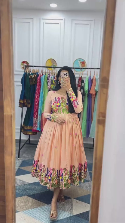Floral Elegance Maska Cotton Dress | Embroidered Summer Style