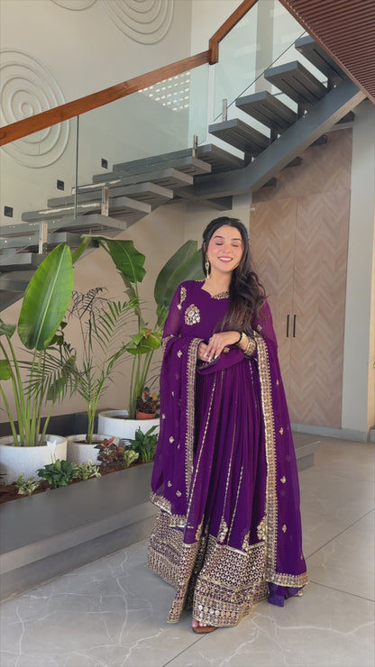 Designer Gown with Dupatta - Elegant Indian Dress