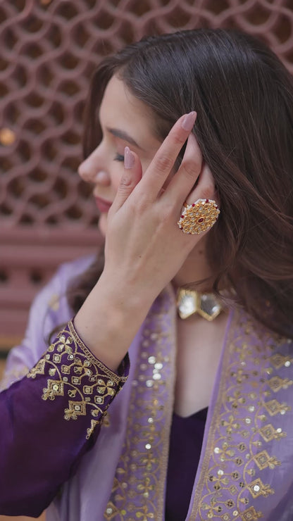 Elegant Designer Readymade Gown with Embroidered Dupatta