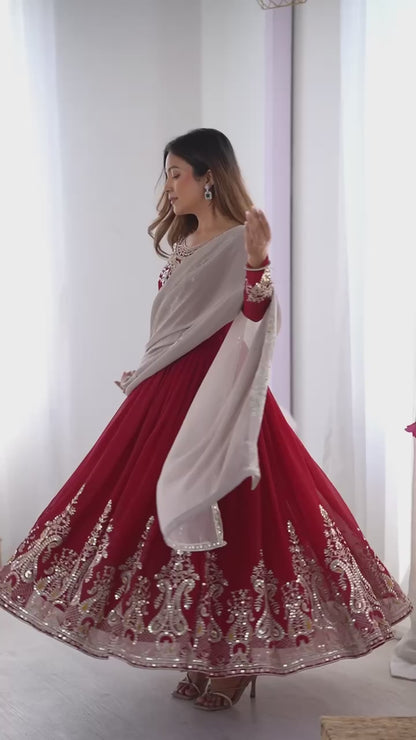 Stun at Every Celebration in This Embroidered Party Gown Set
