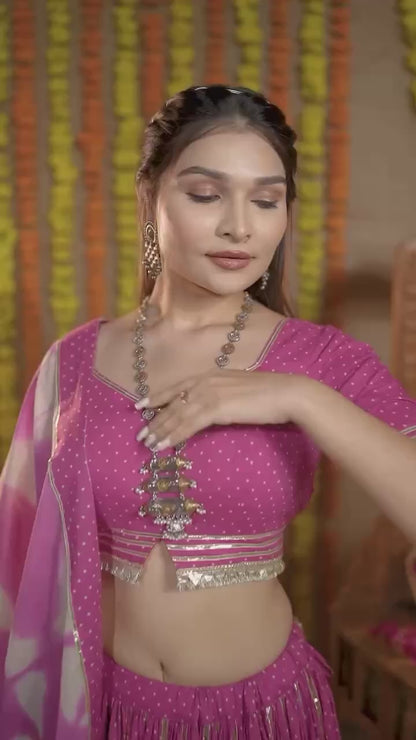 Rangbhoomi Radiance Pink Cotton Navratri Lehenga Choli Set