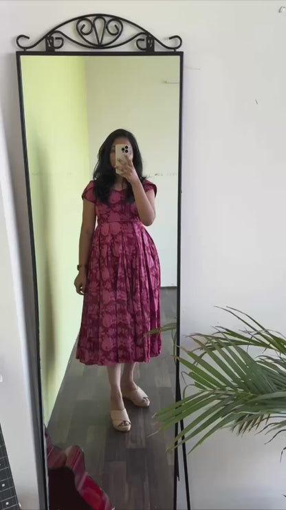 Maroon Lotus Dress - South Indian Style