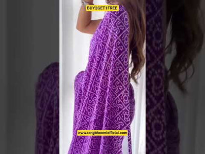 Ready to Wear Purple Printed Georgette Saree - Easy Drape