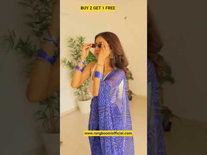 Ready to Wear Blue Georgette Saree - Fits 26" to 44"