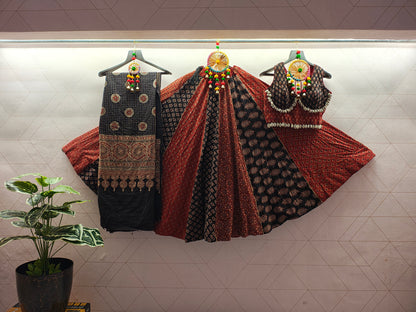 RB Ajrakh 2.0 Pure Cotton Handblock Lehenga Choli Set