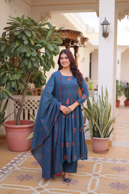 Premium Ready-to-Wear Kurti Set with Pant and Embroidered Dupatta – Comfortable Cotton Ensemble