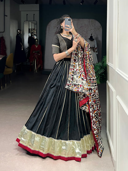 Chanderi Garba Choli with Zari-Embellished Tasar Silk Dupatta for an Elegant Festive Appearance
