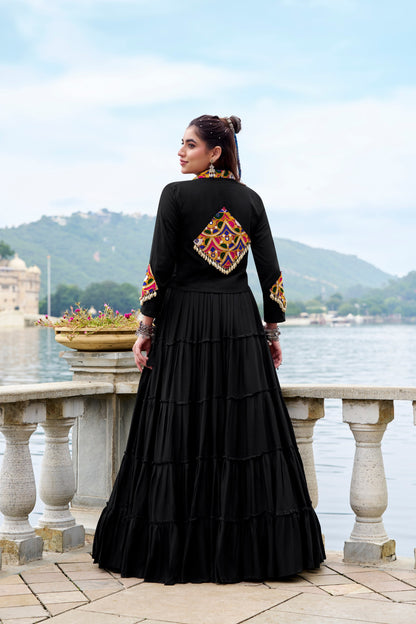RangBhoomi Navratri Collection 2026: Elegant Rajudi Ethnic Lehenga with Mirror and Gamthi Embroidery