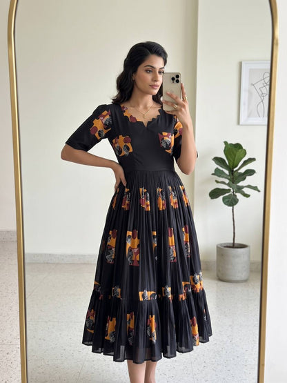 Elegant Soft Cotton Printed Midi Gown - Ultimate Summer Glamour and Comfort