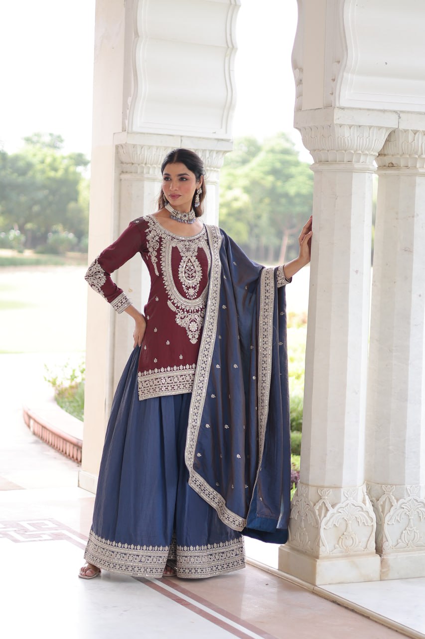 Premium Designer Ready-to-Wear Top, Sharara, and Dupatta Collection 2026 by RangBhoomi