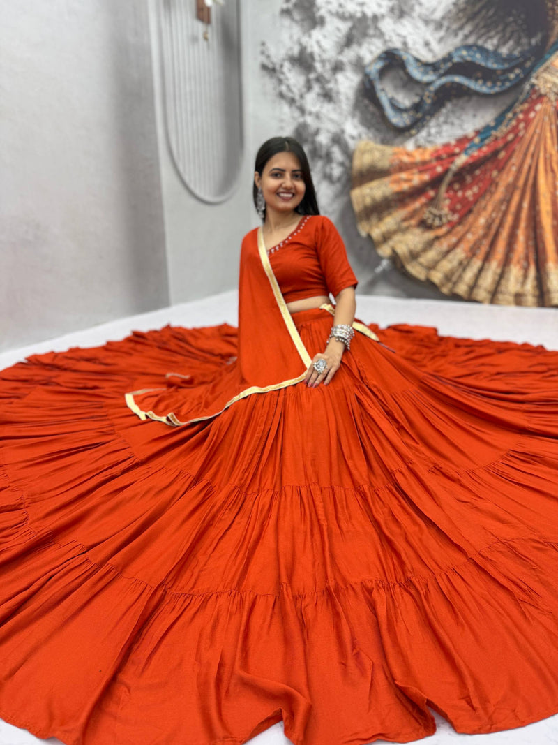 RangBhoomi Navratri Special Big Flair 9+ Meter Rion Cotton Lehenga Choli — Fully Stitched