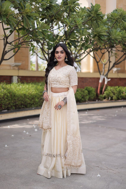 RangBhoomi Glory Satin Embroidered Lehenga Choli Set - Full-Stitched Lehenga with Designer Dupatta