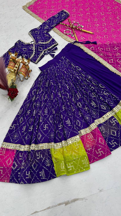 RangBhoomi Navratri Special Vintage Dupatta Lehenga Choli - Fox Georgette Embroidered Set