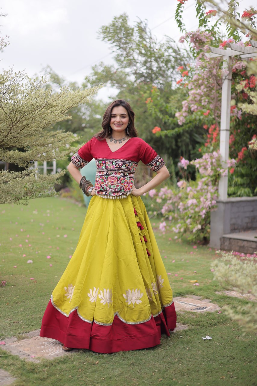 RangBhoomi Navratri Lehenga Choli Collection 2026 — Lotus Mirror Embroidered Set