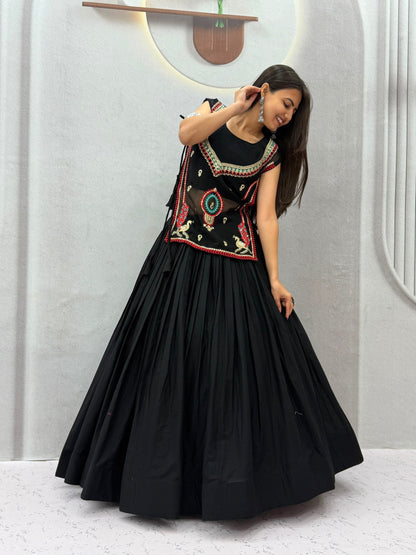 RangBhoomi Navratri Special Pure Khadi Cotton Lehenga Choli with 6m Flair — Fully Stitched