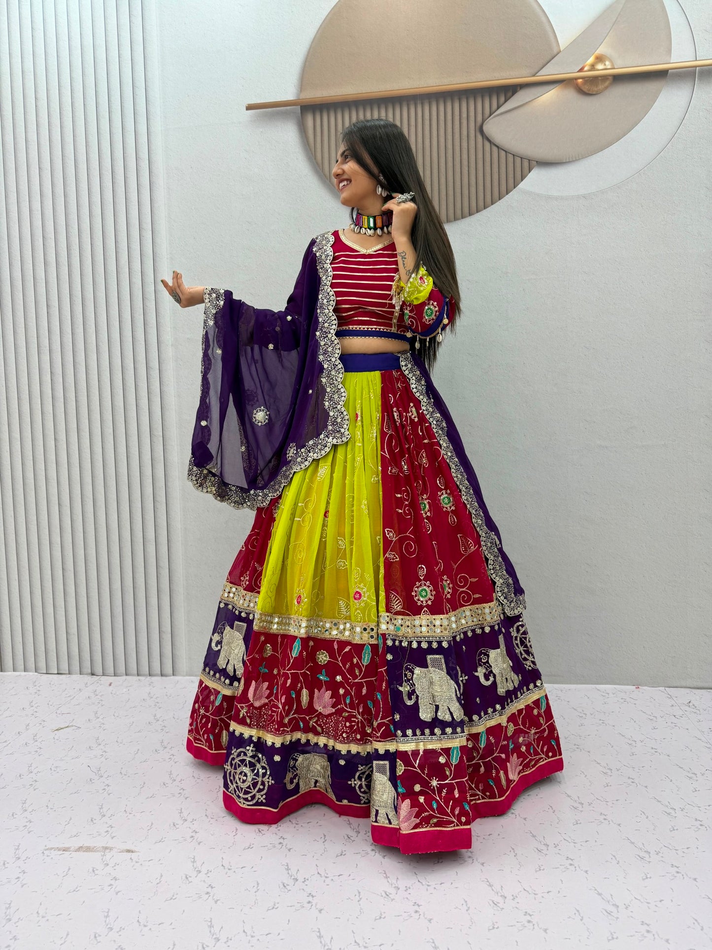 Navratri Special Vintage Chaniya Choli — Fox Georgette Embroidered Lehenga Set by RangBhoomi