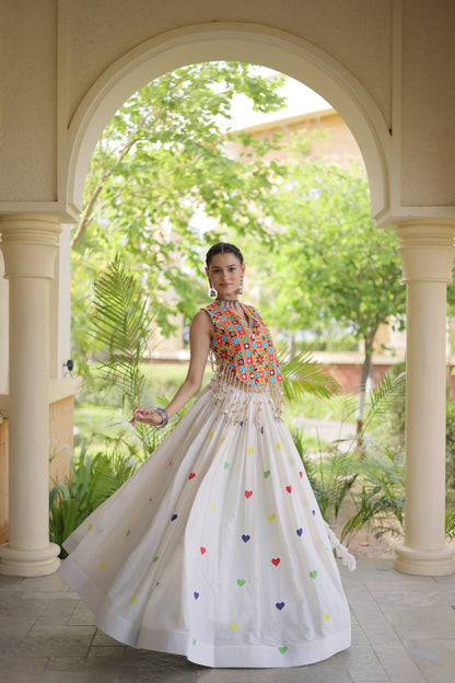 RangBhoomi Navratri Festive Cora Cotton Lehenga Set with Embroidered Blouse