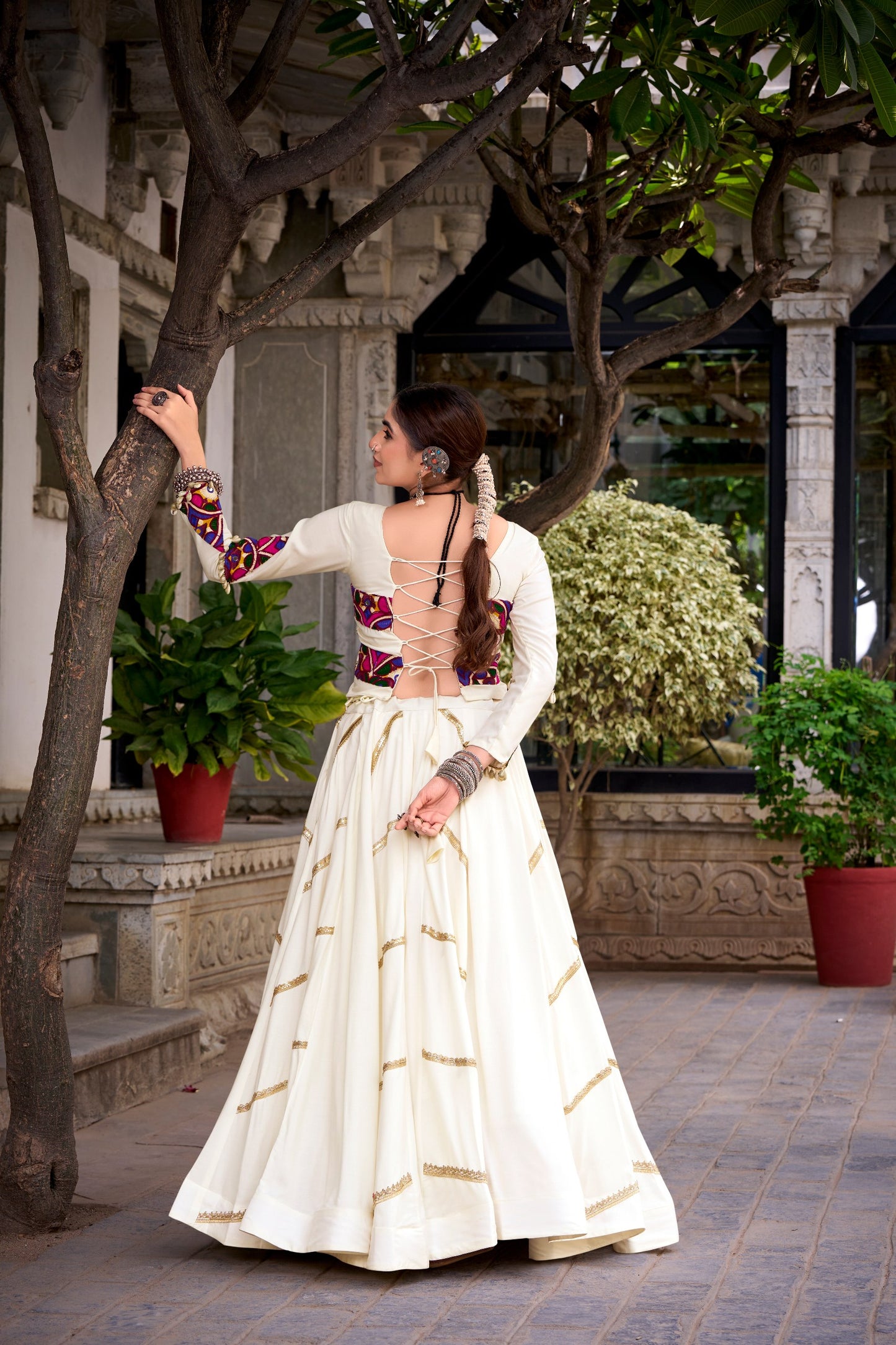 RangBhoomi Navratri 2026 Mirror-Embellished Rayon Lehenga with 8m Flair