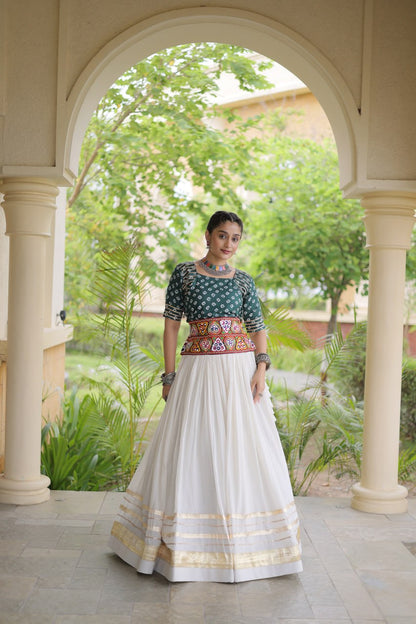RangBhoomi Navratri Festive Lehenga Set - Cora Cotton & Bandhej Embroidered Blouse