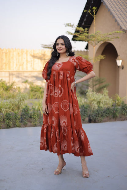 RangBhoomi Premium Designer Ready-to-Wear Kurti Collection 2026 - Elegant Printed Cotton with Puff Sleeves and Fancy Square Neck