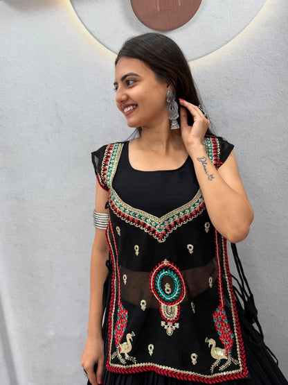 RangBhoomi Navratri Special Pure Khadi Cotton Lehenga Choli with 6m Flair — Fully Stitched