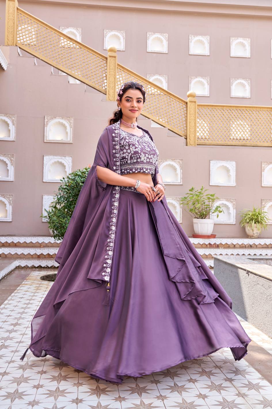 RangBhoomi Exclusive Wedding Special Lehenga Choli Set in Pure Rangoli Silk with Heavy Embroidery and Sequence Detailing