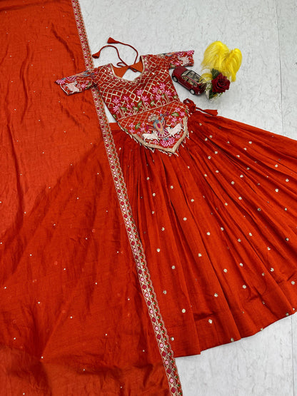 Elegant Wedding Lehenga Choli Set in Luxurious Vichitra Silk with Intricate Embroidery and Sequins