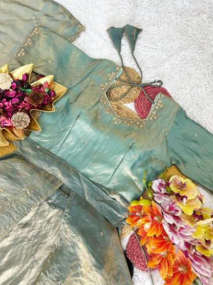 RangBhoomi Heavy Space Silk Double-Frill Lehenga Choli Set — Sequined Embroidery, Ready-to-Ship Rakshabandhan Special