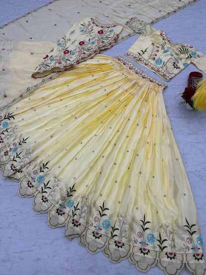 Rangbhoomi Festive Embroidered Crop Top with Lehenga, Jacket & Dupatta