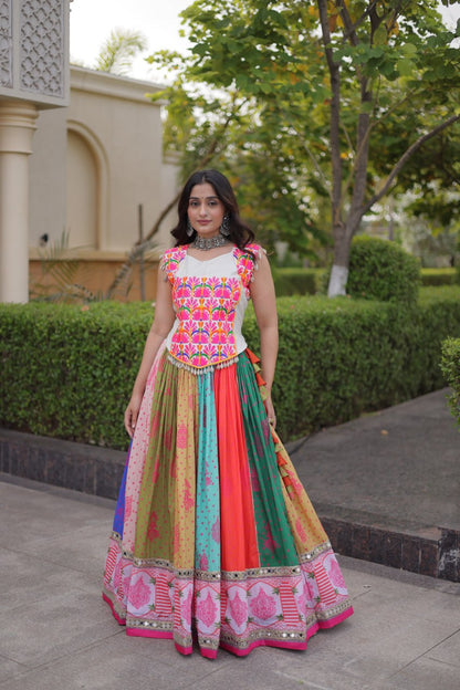 RangBhoomi Cotton Mirror-Lace Lehenga Set — Full-Stitched Festive Navratri Outfit