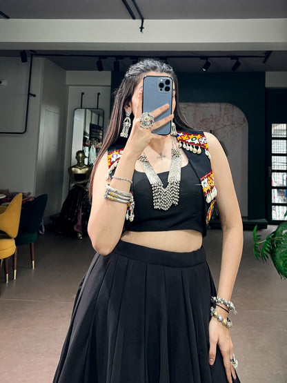 RangBhoomi Navratri 2026 Black Georgette Lehenga Set