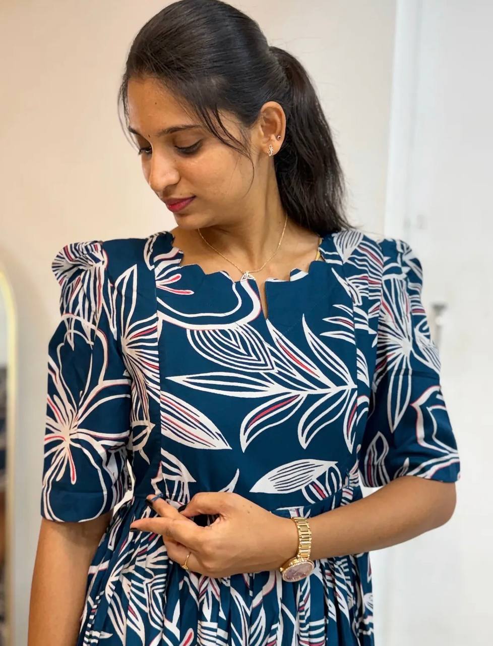 Elegant Soft Cotton Printed Midi Gown - Ultimate Summer Glamour and Comfort
