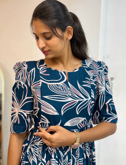 Elegant Soft Cotton Printed Midi Gown - Ultimate Summer Glamour and Comfort