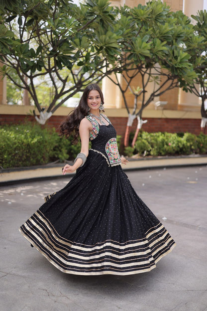 RangBhoomi Navratri Lehenga Choli Collection 2026 — Full-Stitched Mukesh Reyon Set
