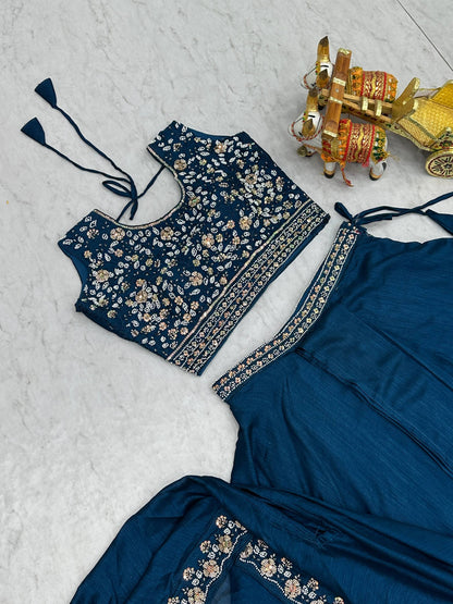 Exclusive New Wedding Lehenga Choli Set in Pure Vichitra Silk with Elegant Heavy Embroidery and Complete Stitching