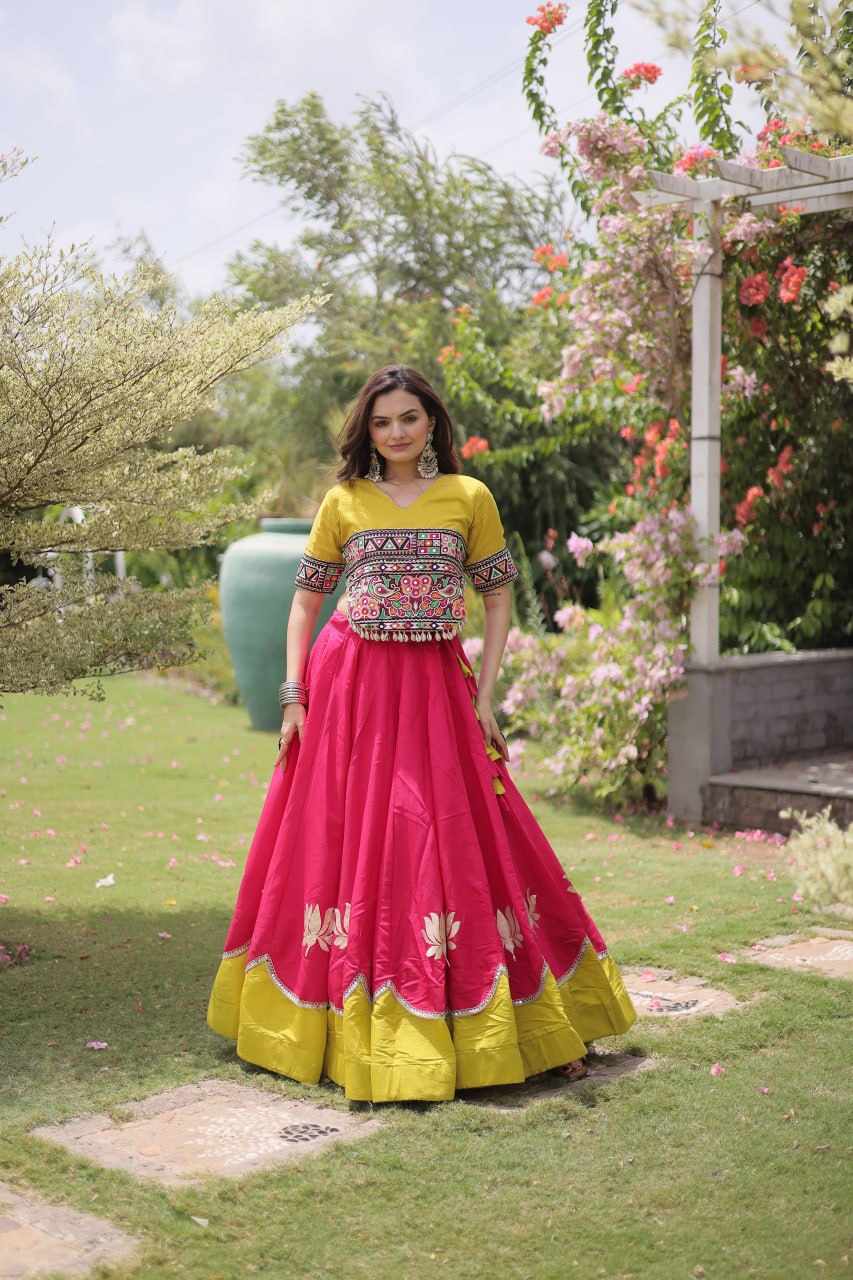 RangBhoomi Navratri Lehenga Choli Collection 2026 — Lotus Mirror Embroidered Set