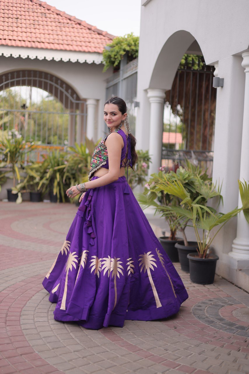 RangBhoomi Navratri Lehenga Choli Collection 2026 — Roman Fabric with Kutchi Embroidery
