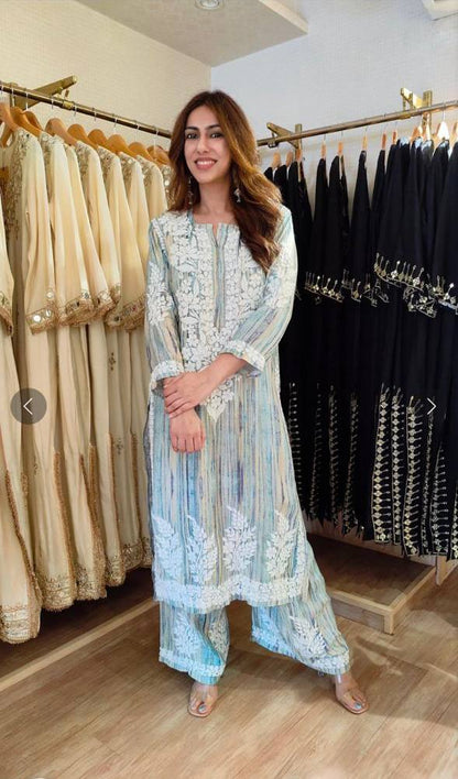 Elevate Your Summer Style with RangBhoomi's Designer Set Featuring Elegant Embroidered Work in Two Unique Prints