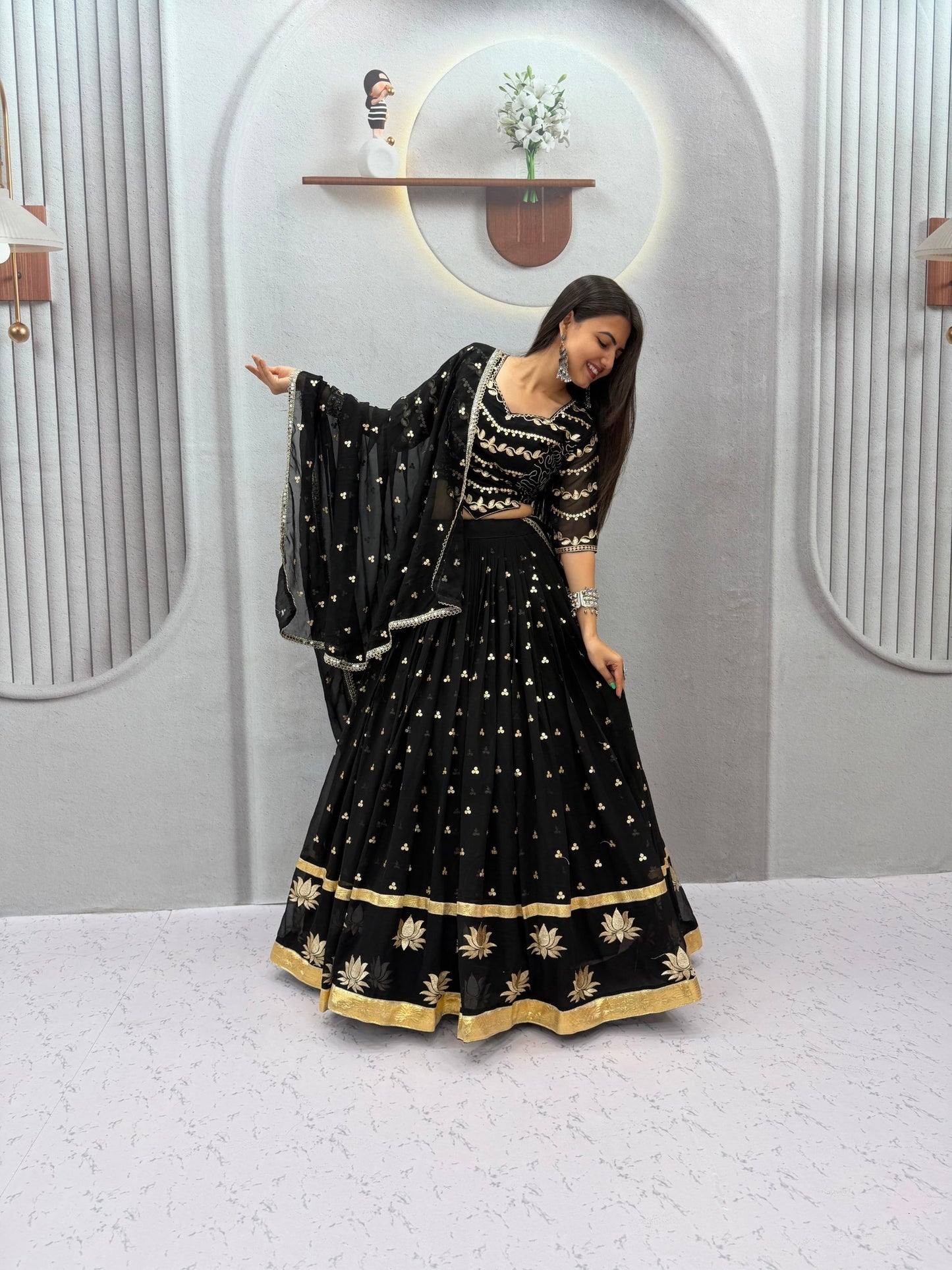 RangBhoomi Navratri Vintage Chaniya Choli – Big Flair 6M Fox Georgette Lehenga Choli
